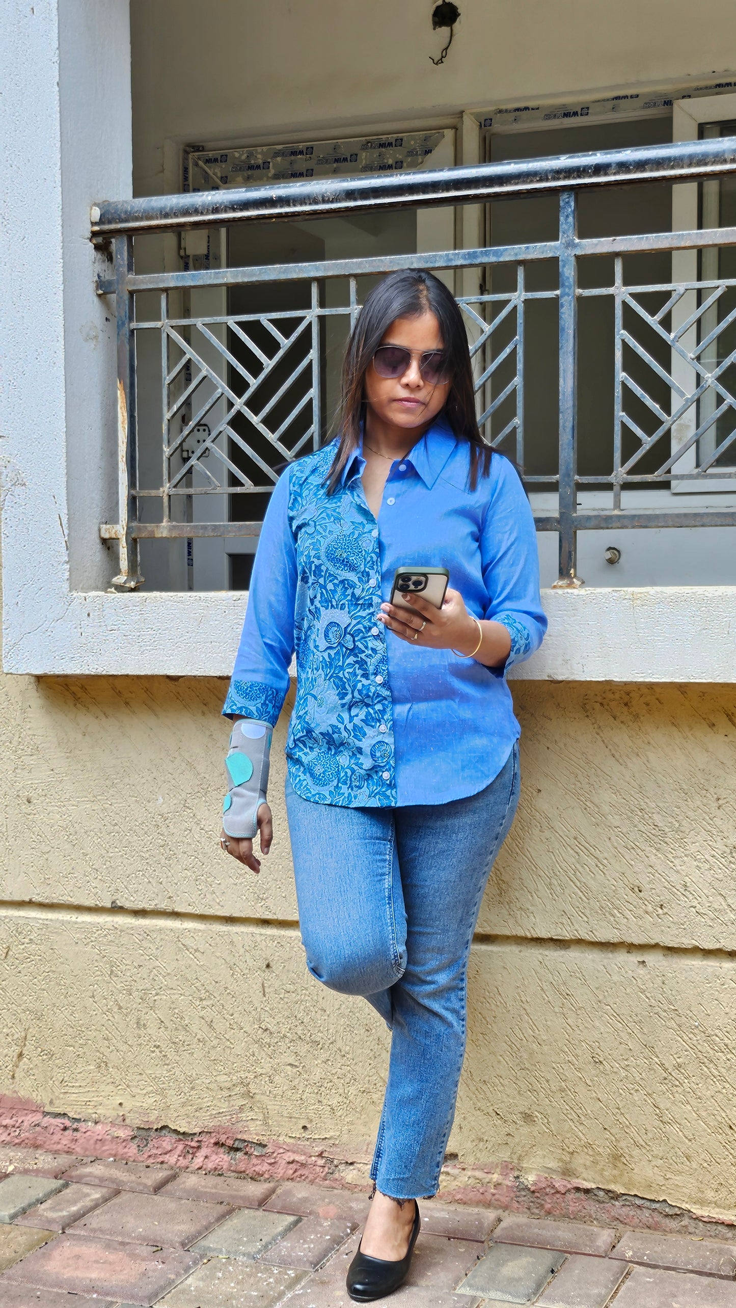 Blue asymmetrical Shirt