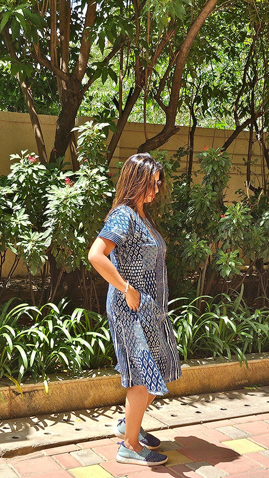 INDIGO WHISPERS MIDI DRESS