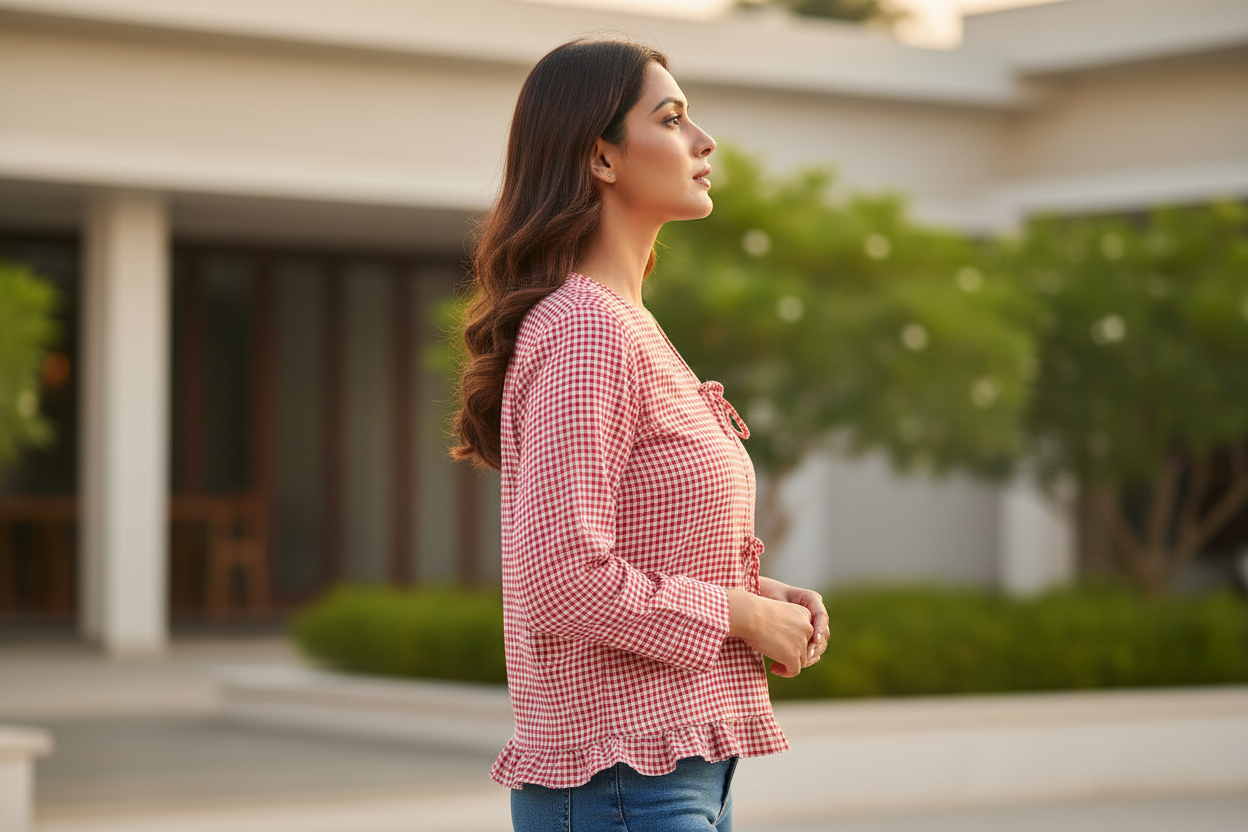 Rose Gingham Checks Shirt