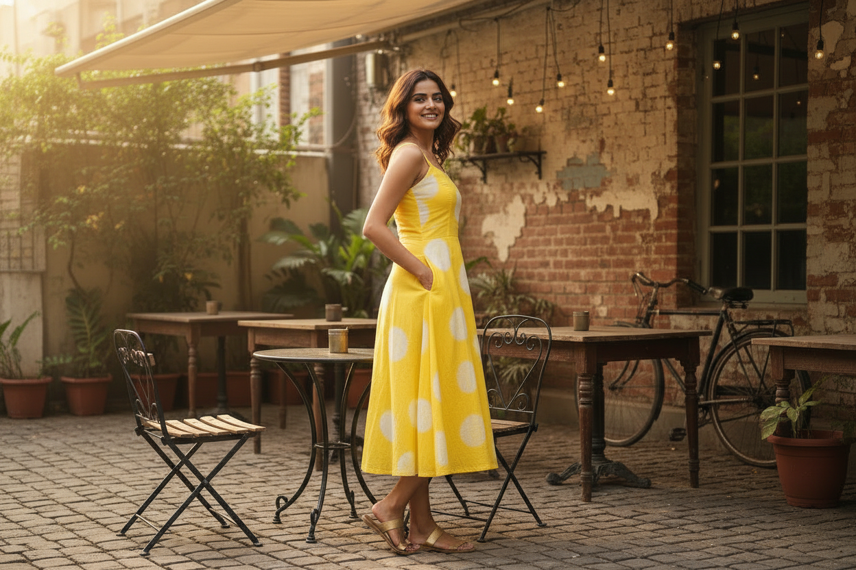 Sunlit Tie-Dye Polka Dress