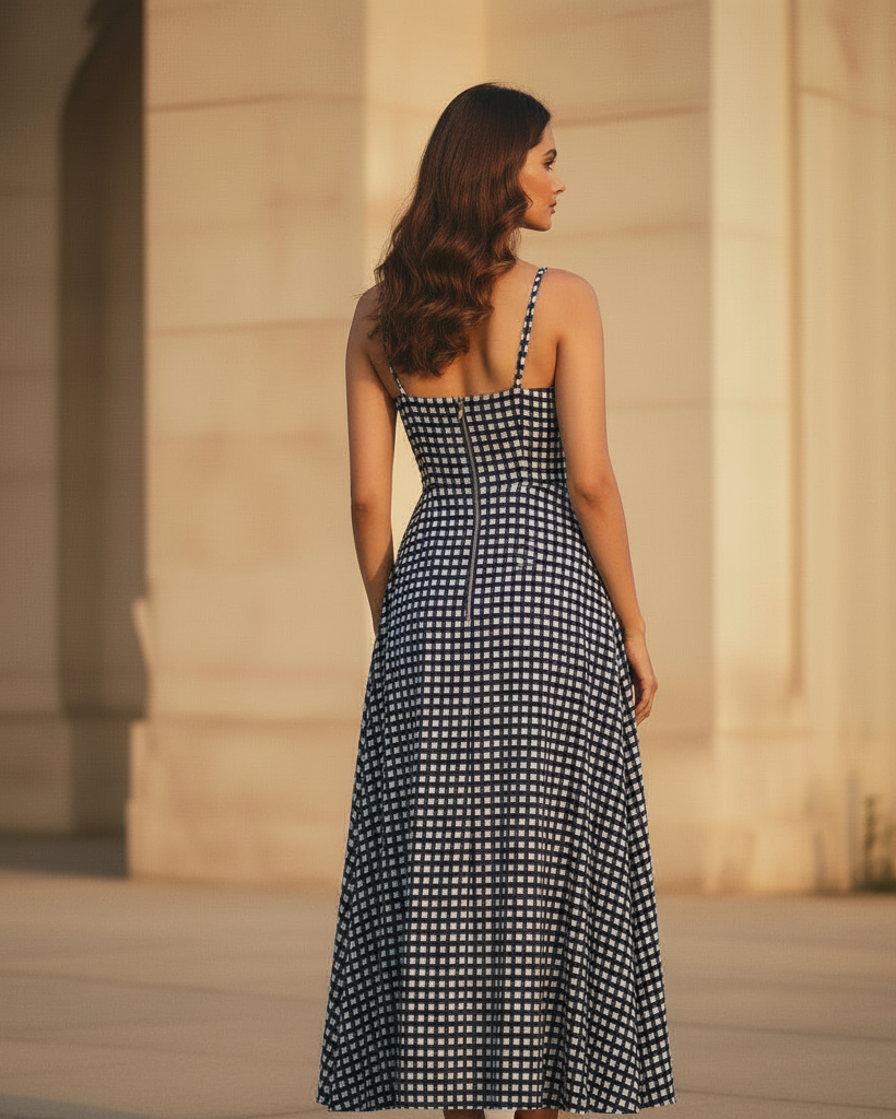 Blue Gingham Fit and Flare dress