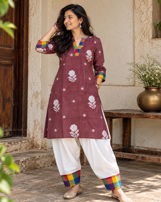 Meher Check Farshi Linen Co-ord Set