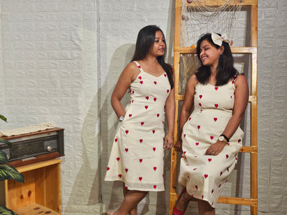 White cotton Fit and flare dress