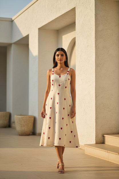 White Redheart Fit and flare dress