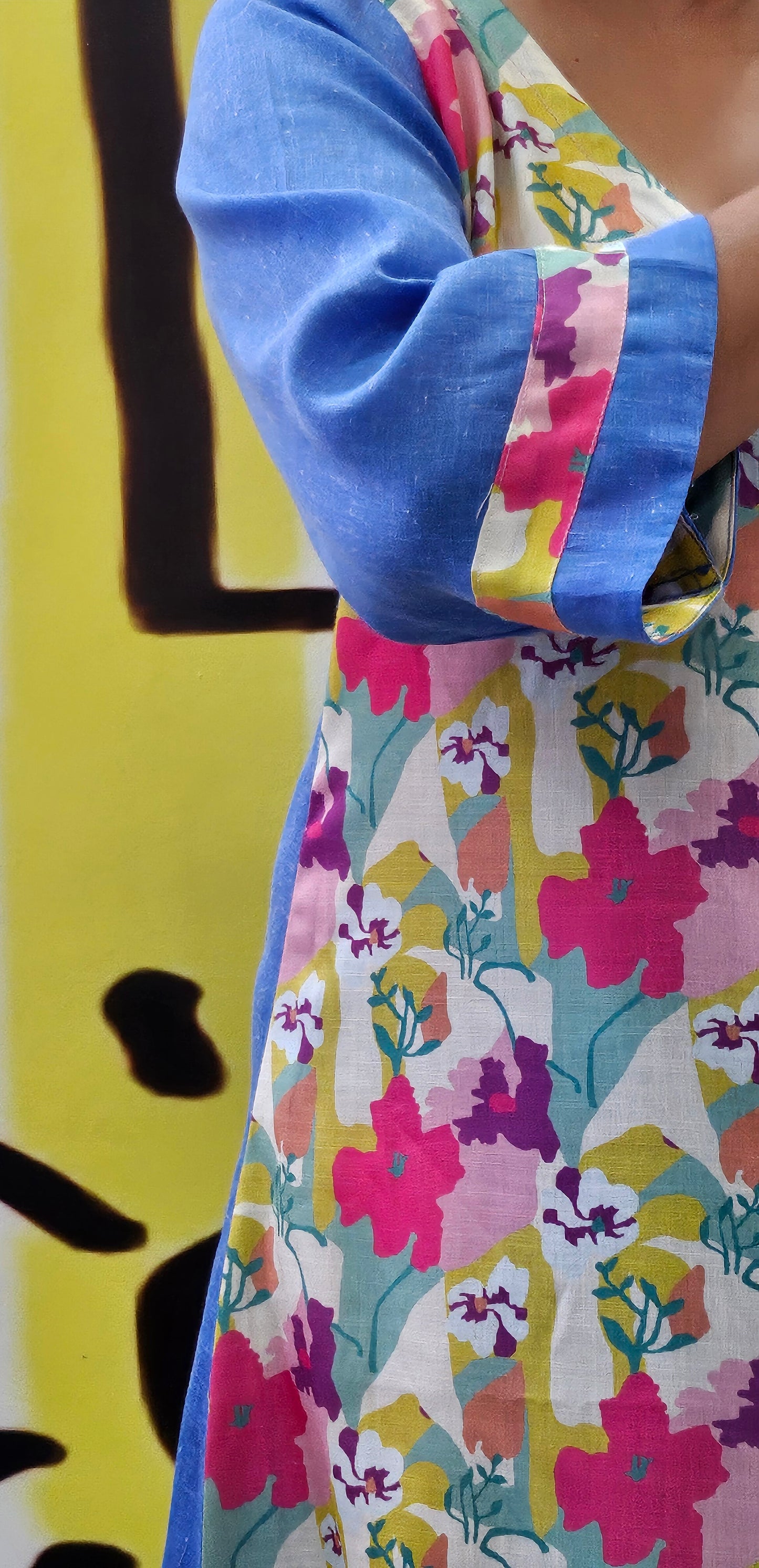 Cotton linen Two-toned Wrap dress