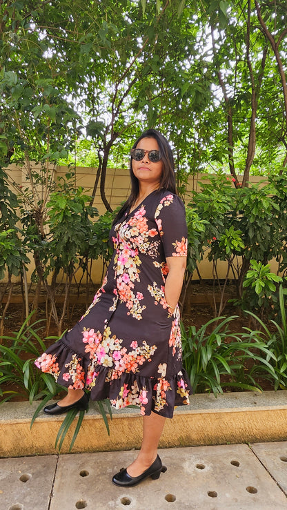 Twilight blossom midi dress