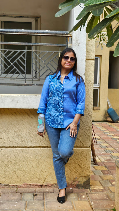 Blue asymmetrical Shirt
