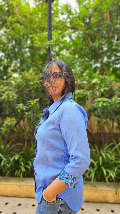 Blue asymmetrical Shirt