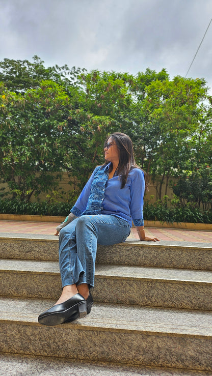 Blue asymmetrical Shirt