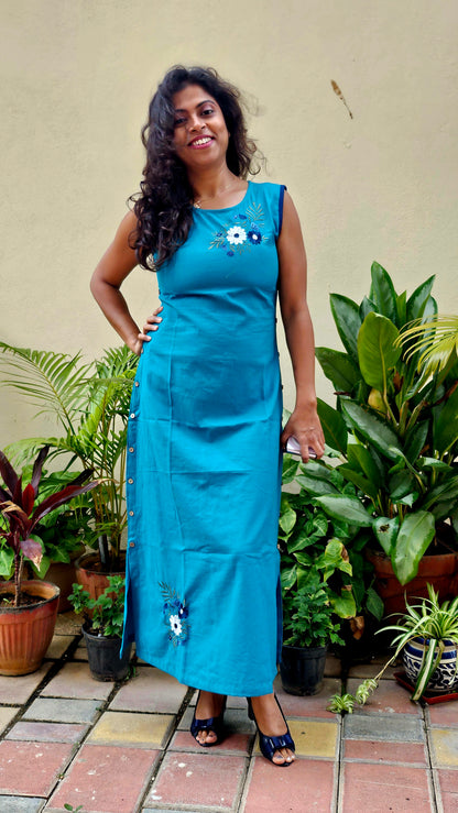 Brillianr blue cottonflex long dress (Copy)