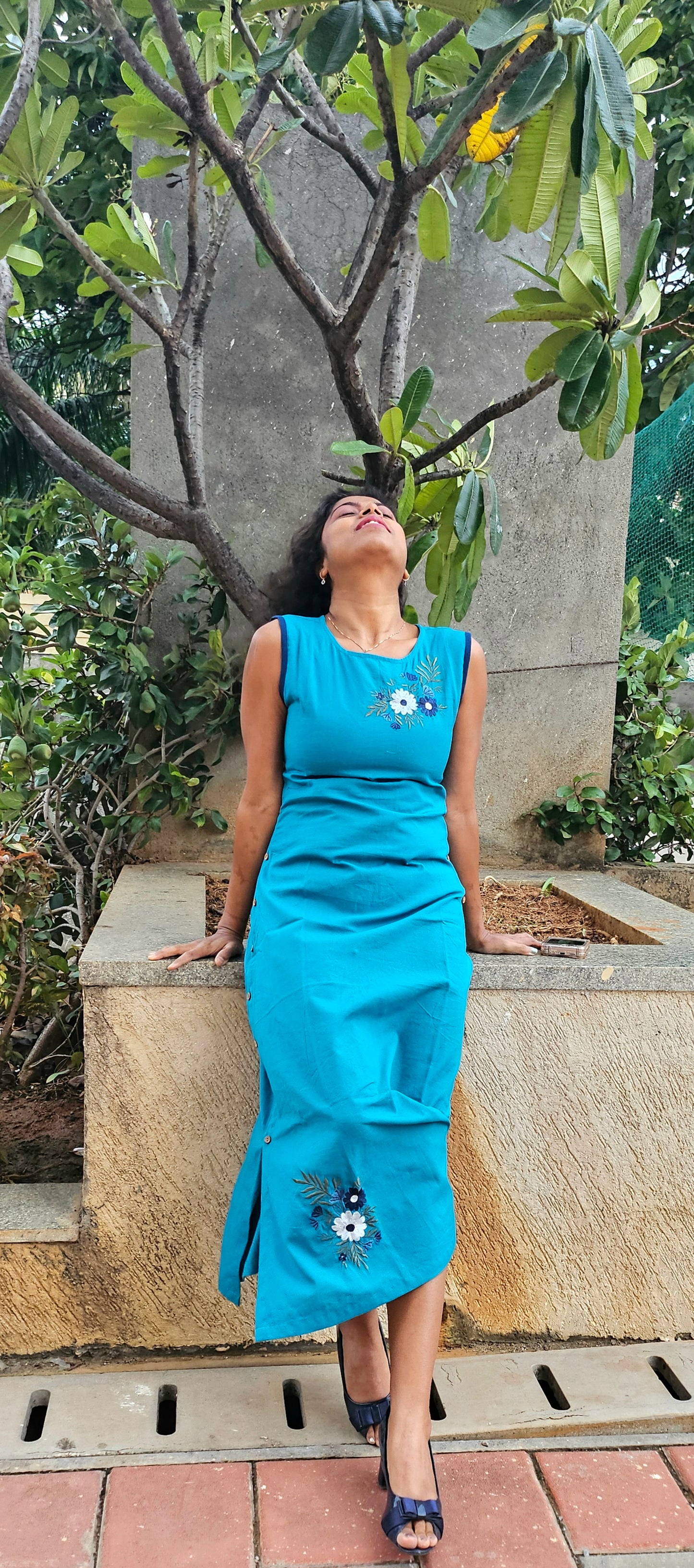 Brillianr blue cottonflex long dress (Copy)