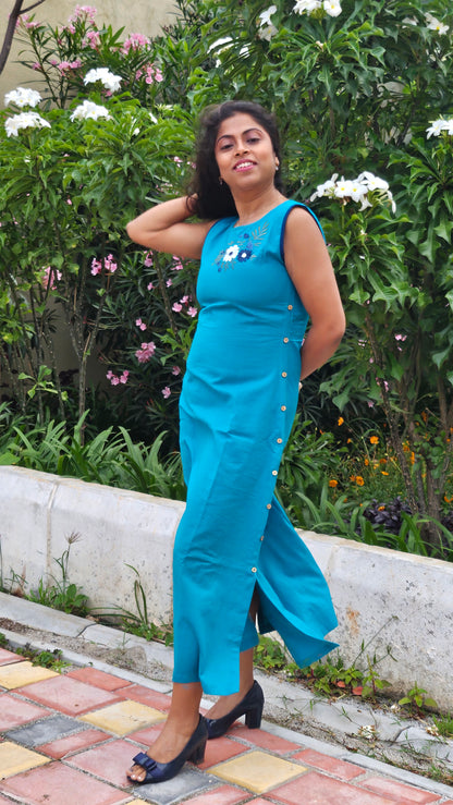 Brillianr blue cottonflex long dress (Copy)