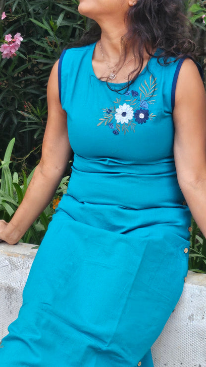 Brillianr blue cottonflex long dress (Copy)