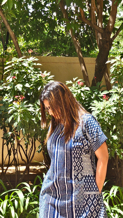 INDIGO WHISPERS MIDI DRESS