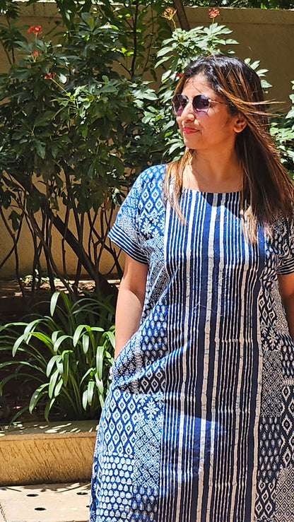 INDIGO WHISPERS MIDI DRESS