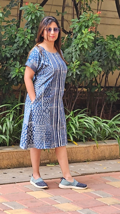 INDIGO WHISPERS MIDI DRESS