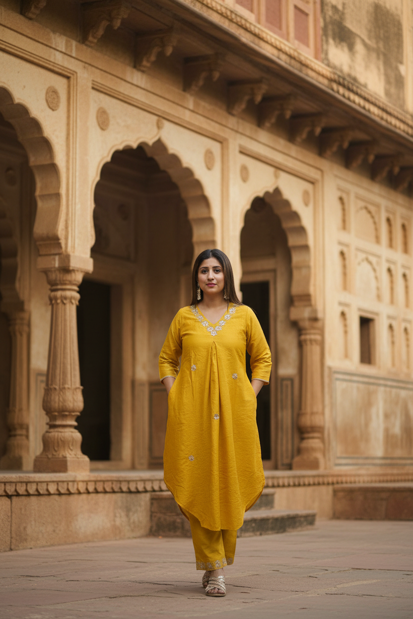 Marigold Glow Chanderi silk CO-ORD Set