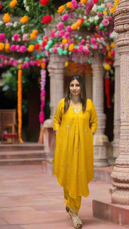 Marigold Glow Chanderi silk CO-ORD Set