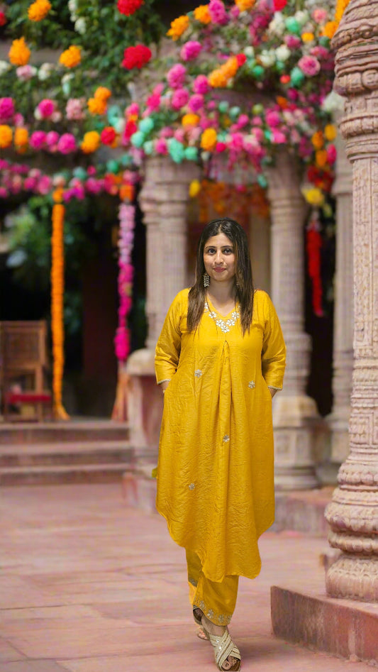 Marigold Glow Chanderi silk CO-ORD Set