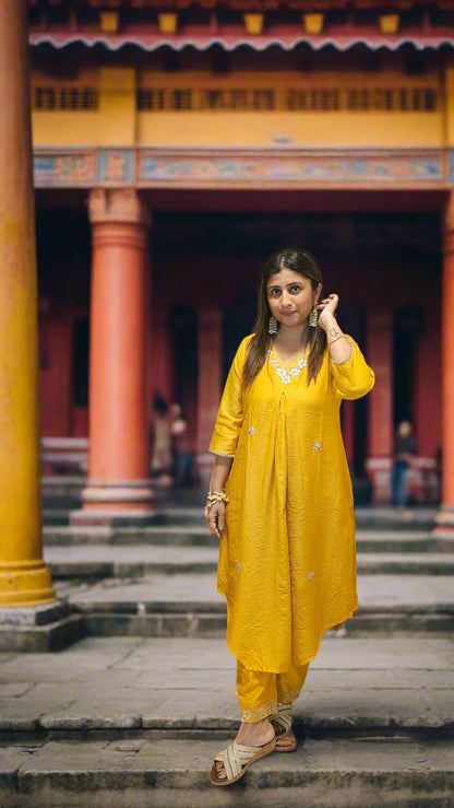Marigold Glow Chanderi silk CO-ORD Set