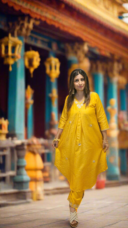 Marigold Glow Chanderi silk CO-ORD Set