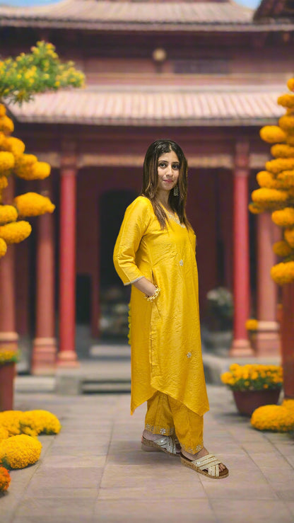 Marigold Glow Chanderi silk CO-ORD Set