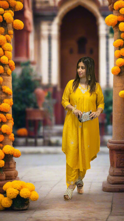 Marigold Glow Chanderi silk CO-ORD Set