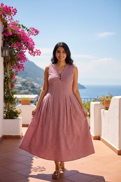 Holiday Gingham checks A-line dress