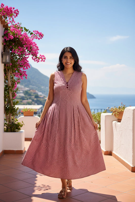 Holiday Gingham checks A-line dress