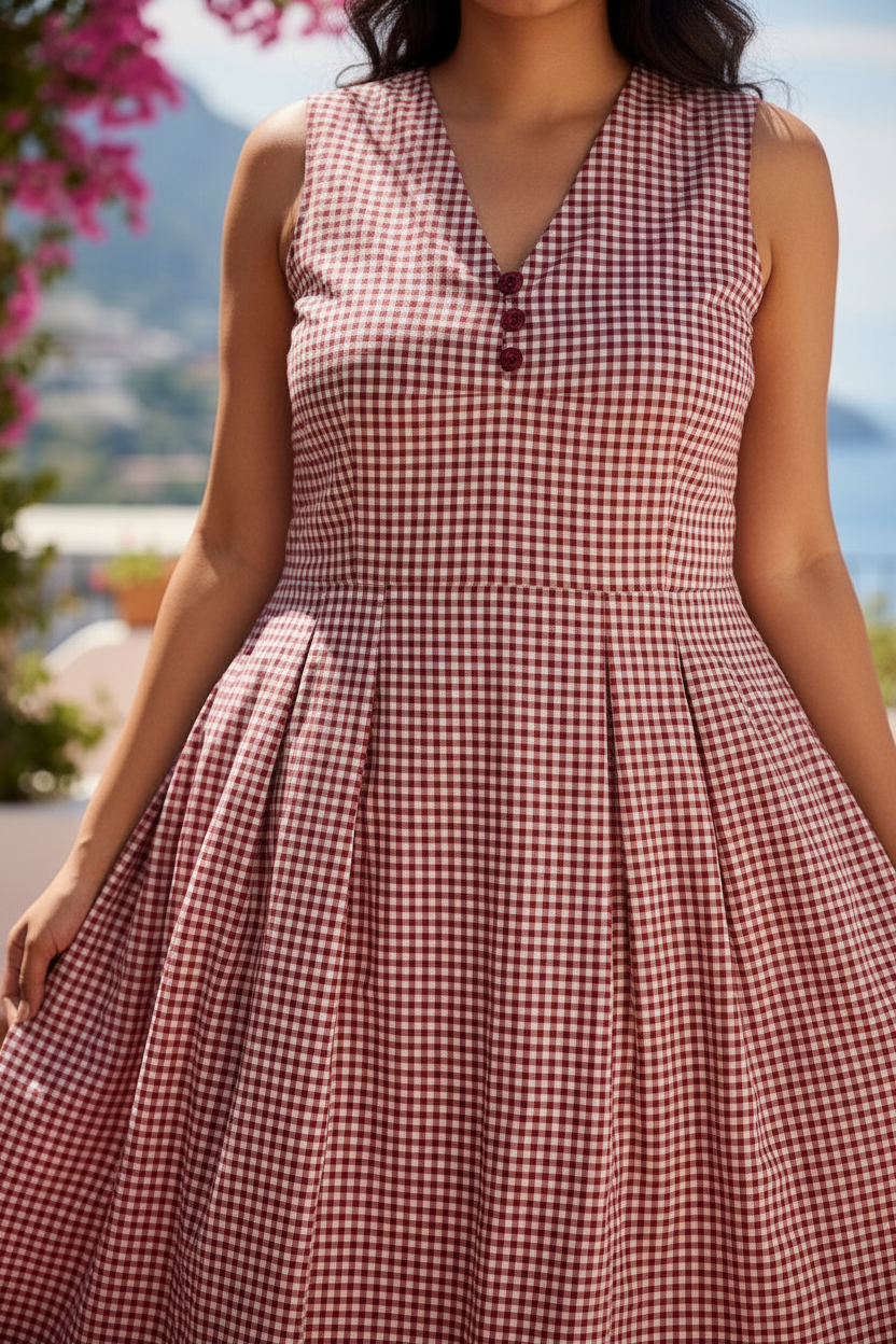 Holiday Gingham checks A-line dress