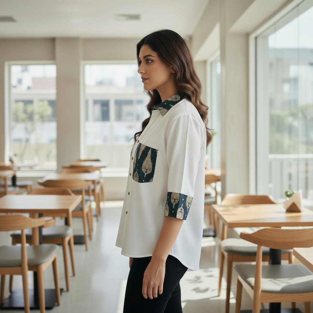 Ivory Ajrakh Artisan Shirt