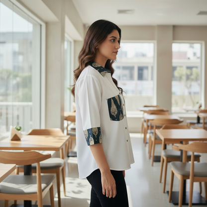 Ivory Ajrakh Artisan Shirt