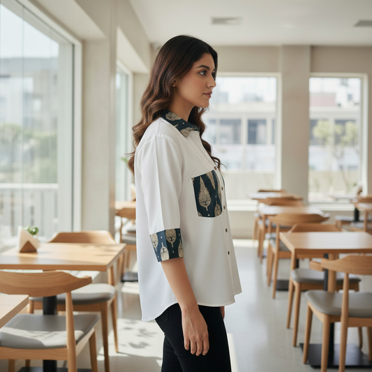 Ivory Ajrakh Artisan Shirt