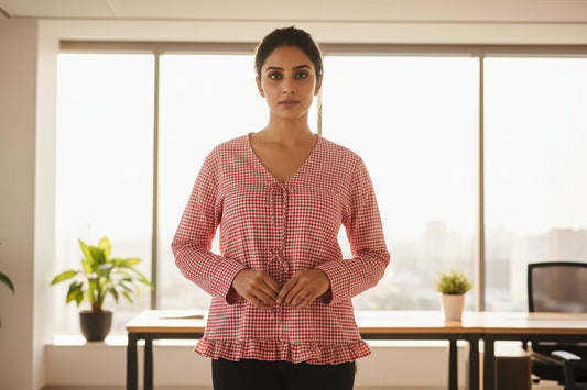 Rose Gingham Checks Shirt