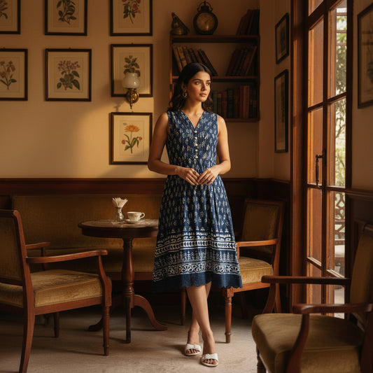 . Indigo Muse Button Dress