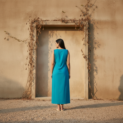 Brillianr blue cottonflex long dress (Copy)