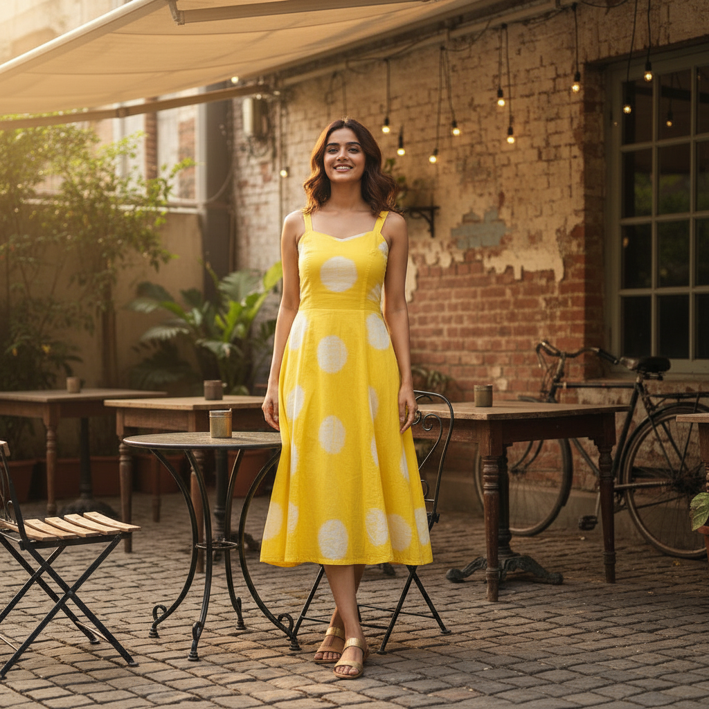 Sunlit Tie-Dye Polka Dress