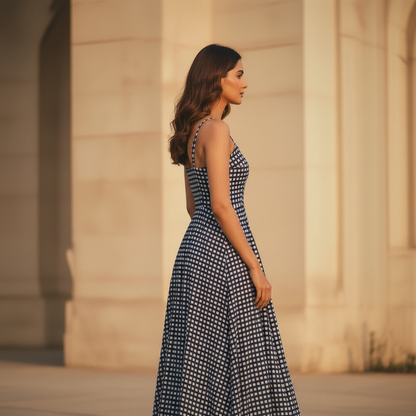 Blue Gingham Fit and Flare dress
