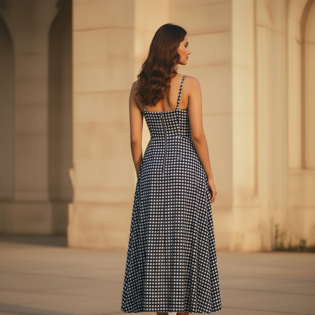 Blue Gingham Fit and Flare dress