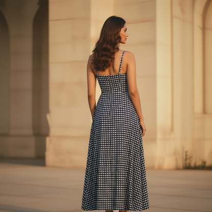 Blue Gingham Fit and Flare dress