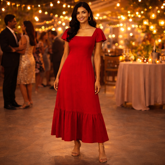 Crimson Muse Maxi Dress