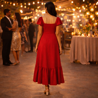 Crimson Muse Maxi Dress