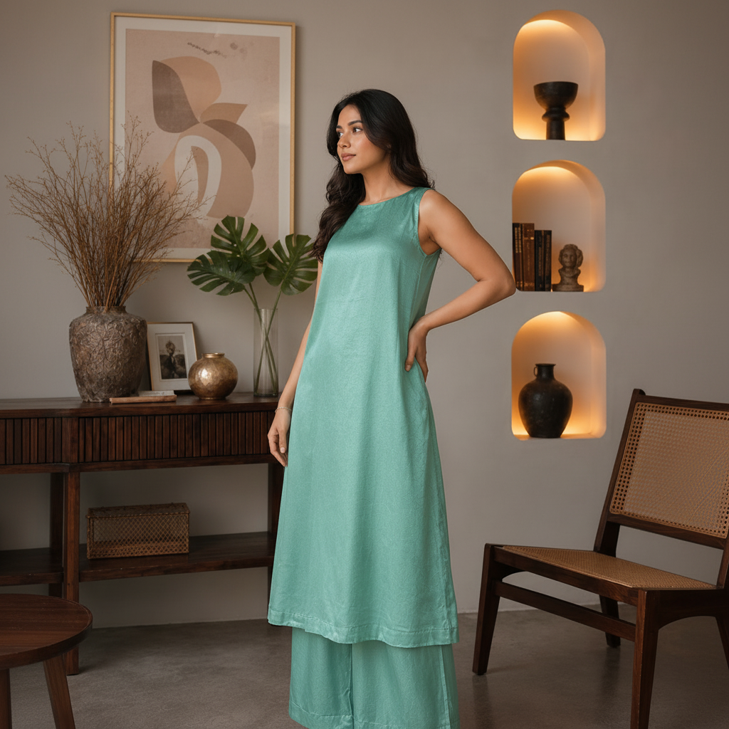 Mint Mirage Silk Co-ord
