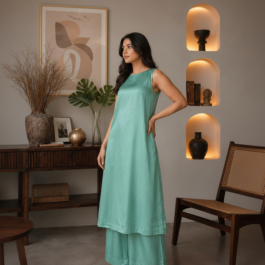 Mint Mirage Silk Co-ord