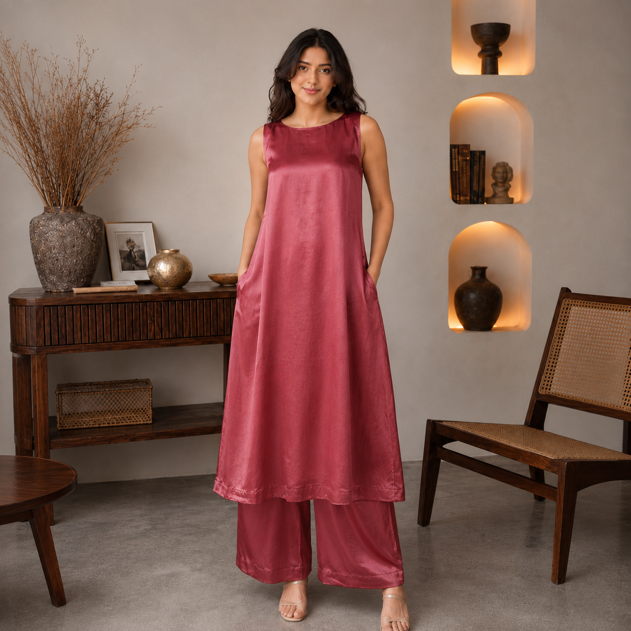 Rose Glow Silk Co-ord