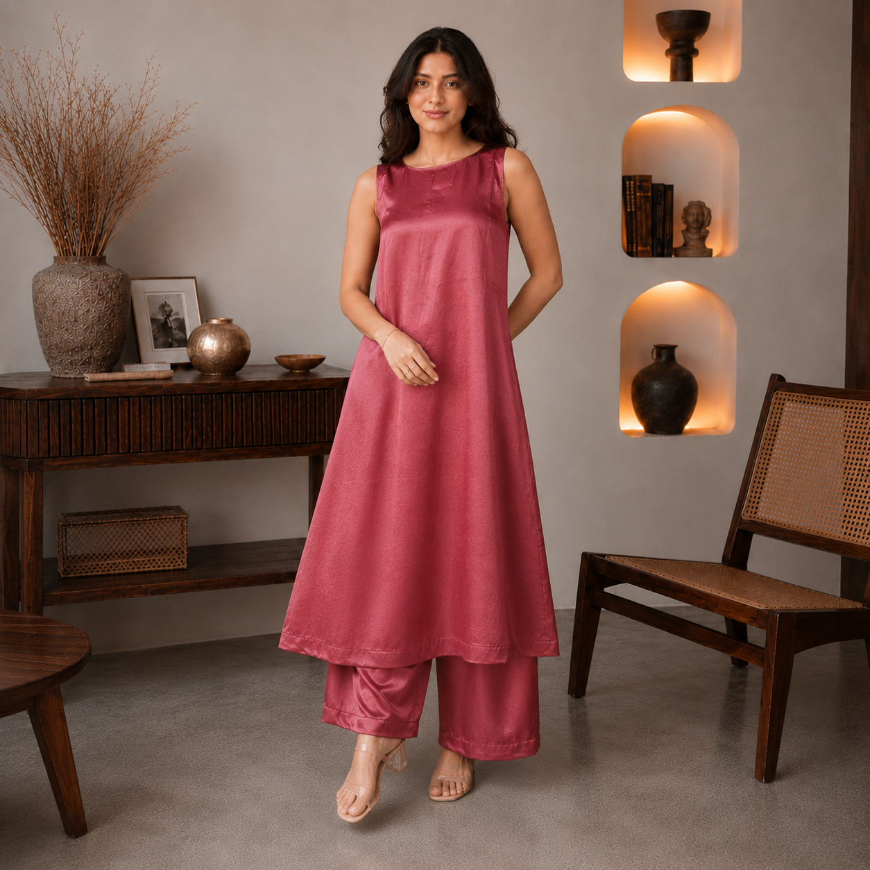 Rose Glow Silk Co-ord