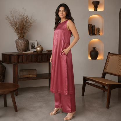 Rose Glow Silk Co-ord