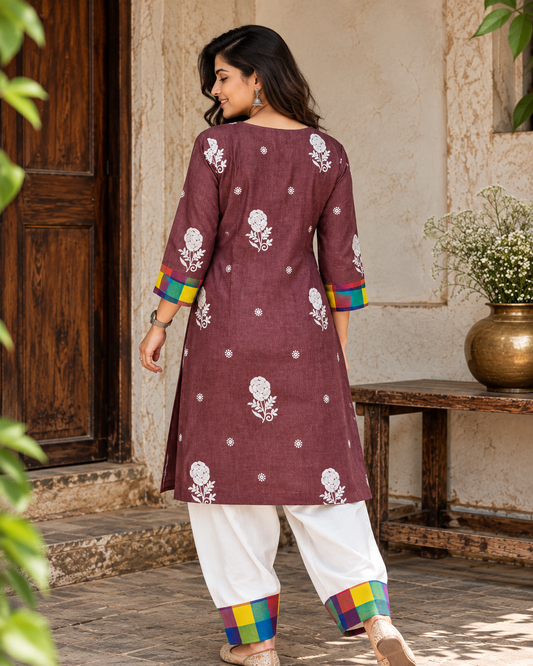 Meher Check Farshi Linen Co-ord Set
