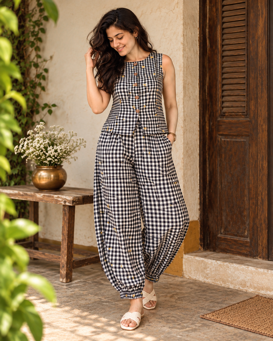 Noor Check Bloom Co-ord Set