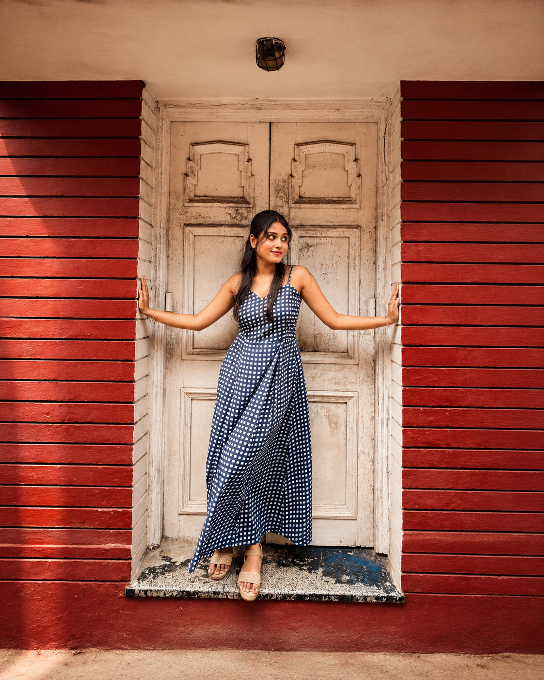 Blue Gingham Fit and Flare dress